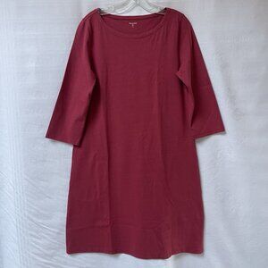 Garnet Hill Dress Womens 8 Red Cotton Casual Coastal Pockets Minimalist Boho